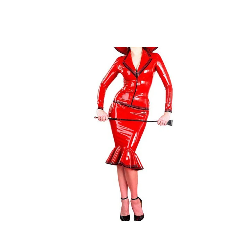Xxl Women Fashion - Latex Dress Rubber Red Stylish Beautiful
