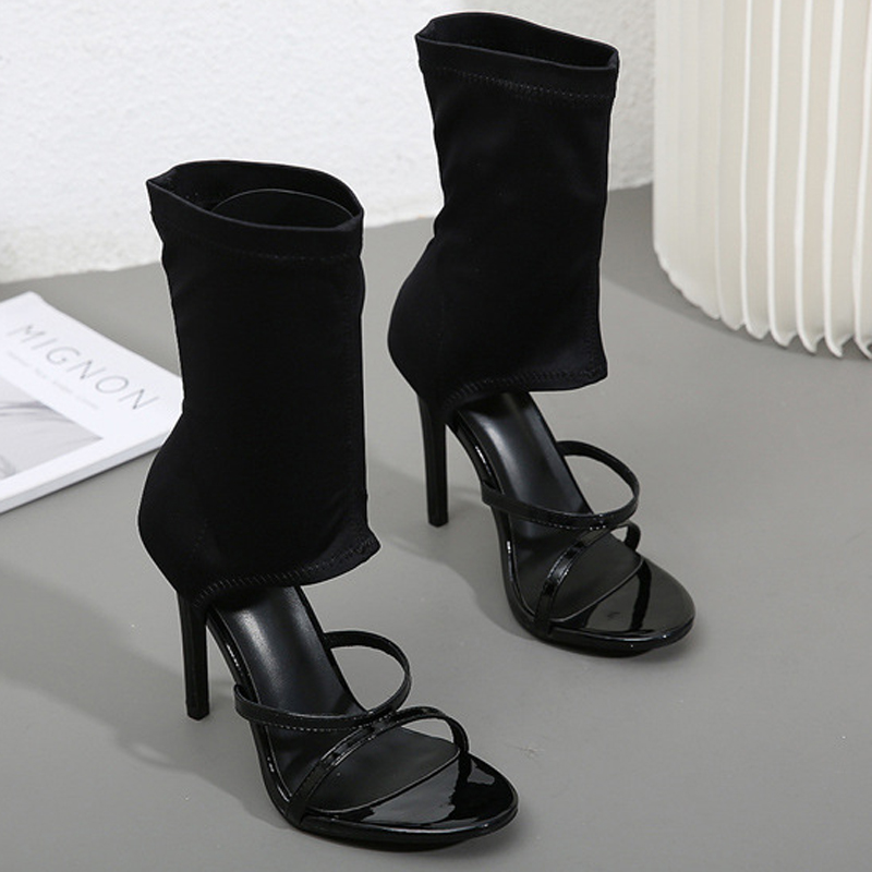 Women'S Fashion Boots - Fashion High Top Elastic Fabric Boots