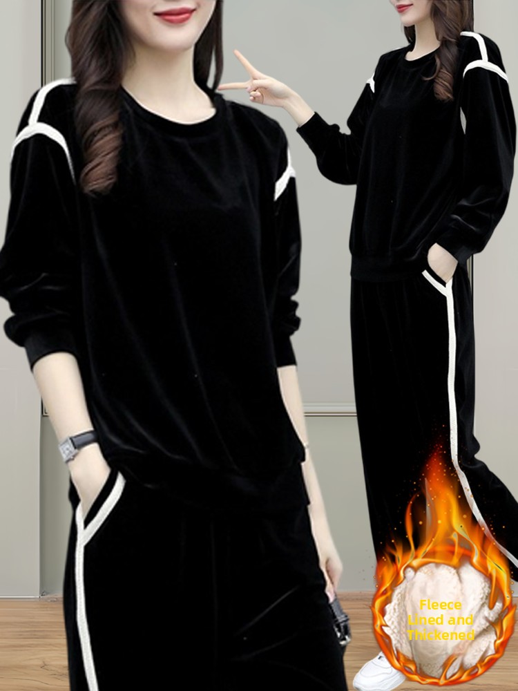 Women Fashion Over The Years - Fashionable Pure Cotton Black Sportswear Set