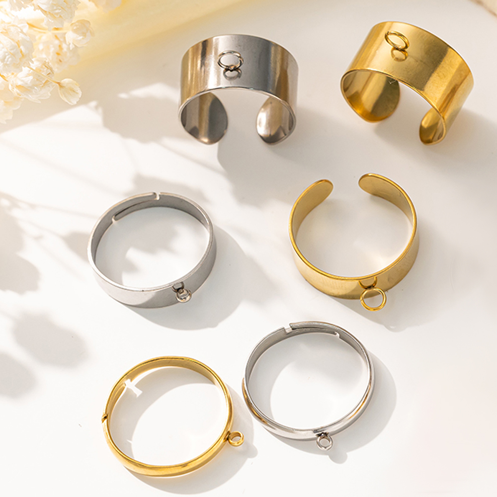 Women Fashion Rings - 5pcs/Lot Stainless Steel Gold Color Open
