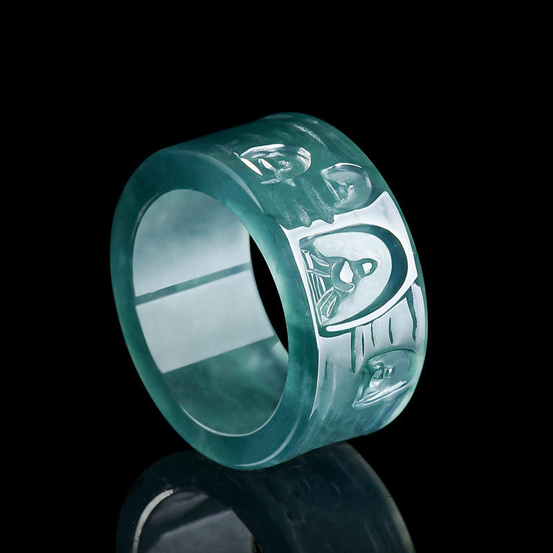 Women Fashion Rings - Natural Burmese Jadeite Buddha Ring Luxury