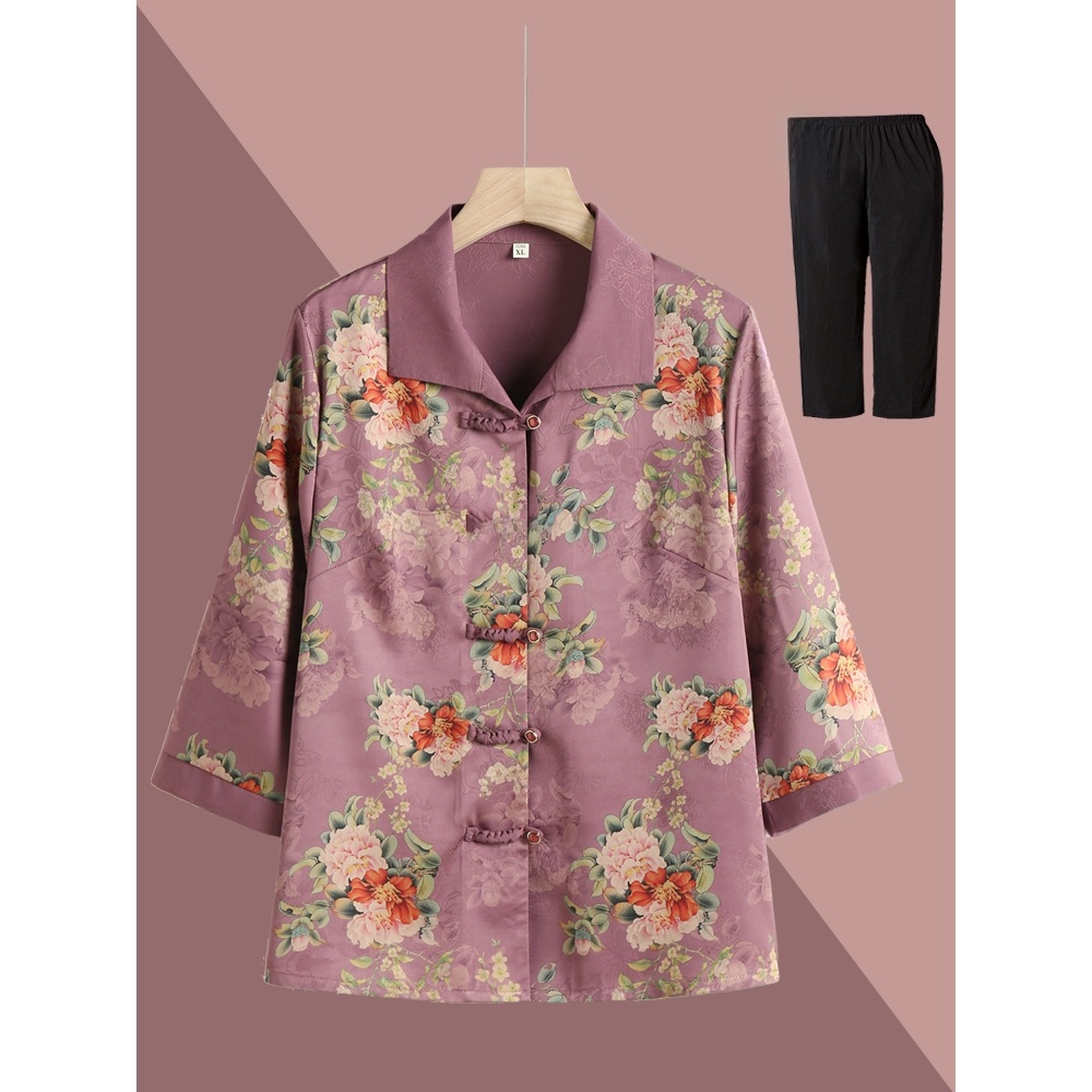 Women Fashion Over The Years - Elegant Seven-Quarter Sleeve Shirt for Elderly