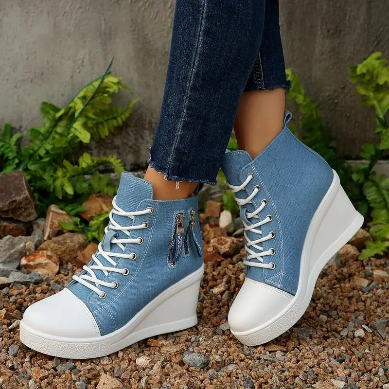 Women'S Fashion Spring 2025 - Fashion Denim Blue Canvas Shoes Women