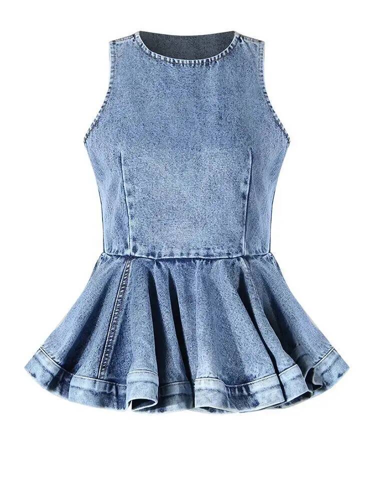 Ruffles Tank Blue Top Wide Leg - Women'S Fashion Overalls review and price