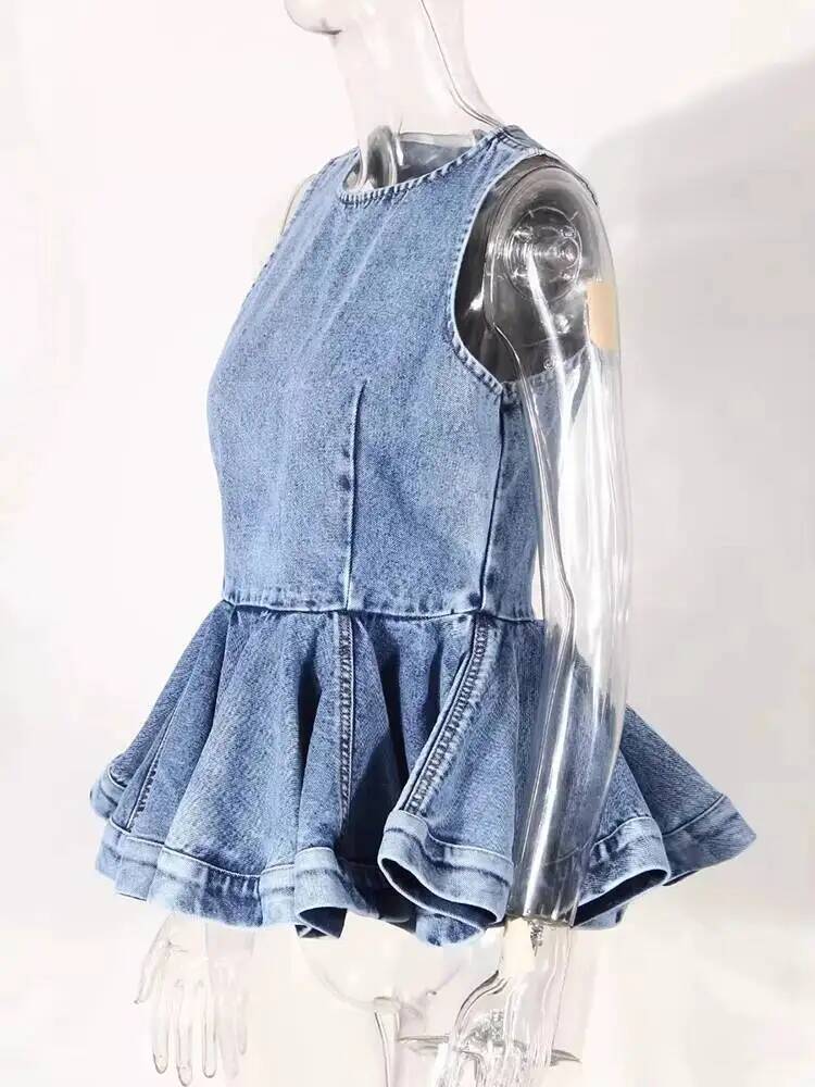 Ruffles Tank Blue Top Wide Leg - Women'S Fashion Overalls review and price