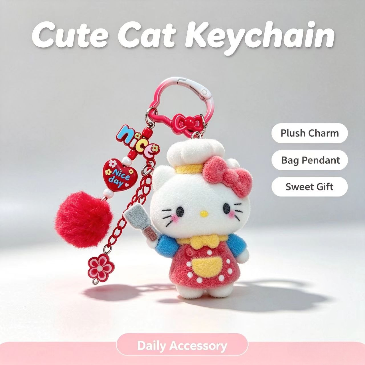 Fashion Flocked Cat Keychain C - Women Fashion Rings review and price