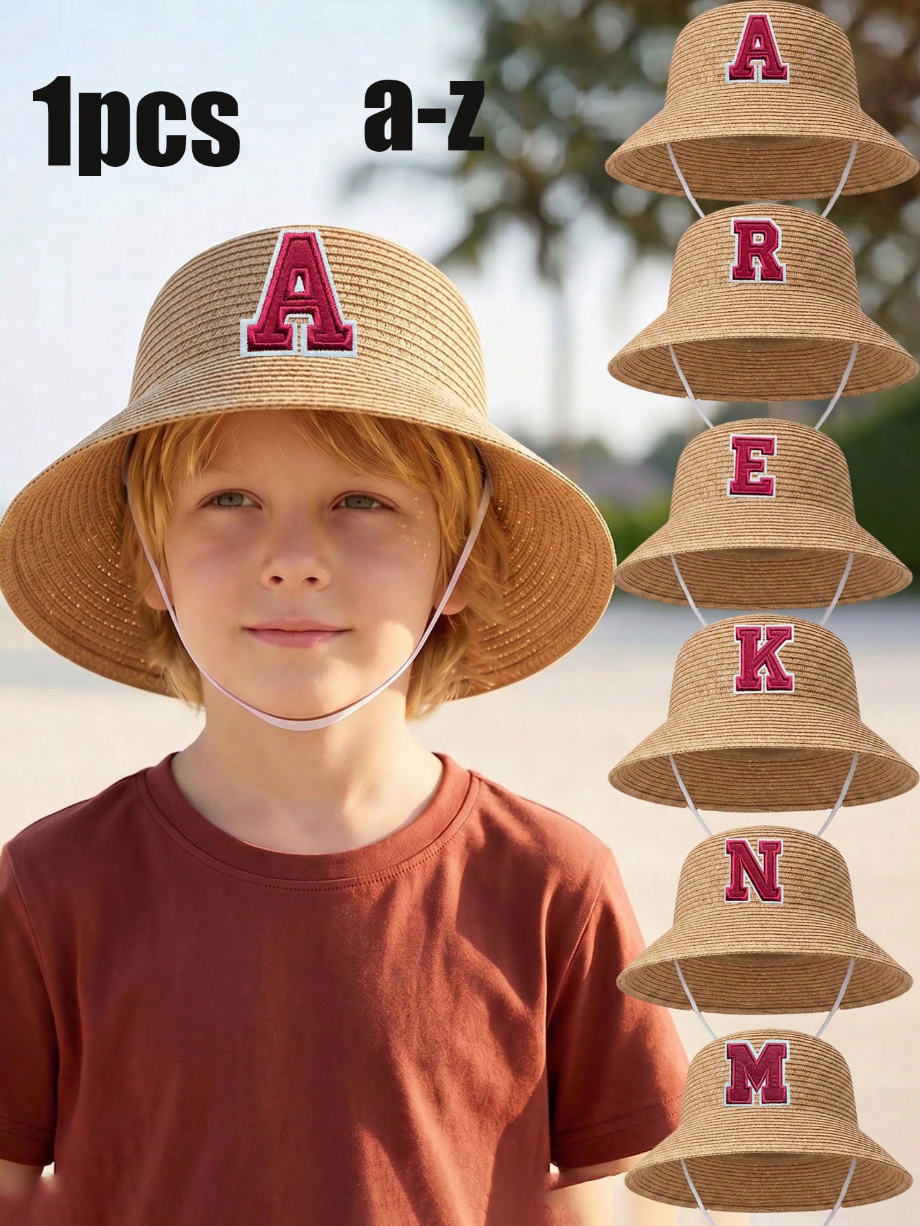 1Pc 3-8Y Boys Coffee Bow Straw - Straw Hat Summer review and price