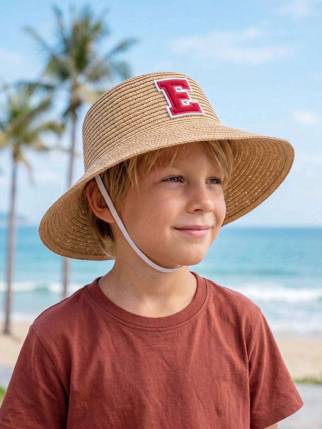 1Pc 3-8Y Boys Coffee Bow Straw - Straw Hat Summer review and price