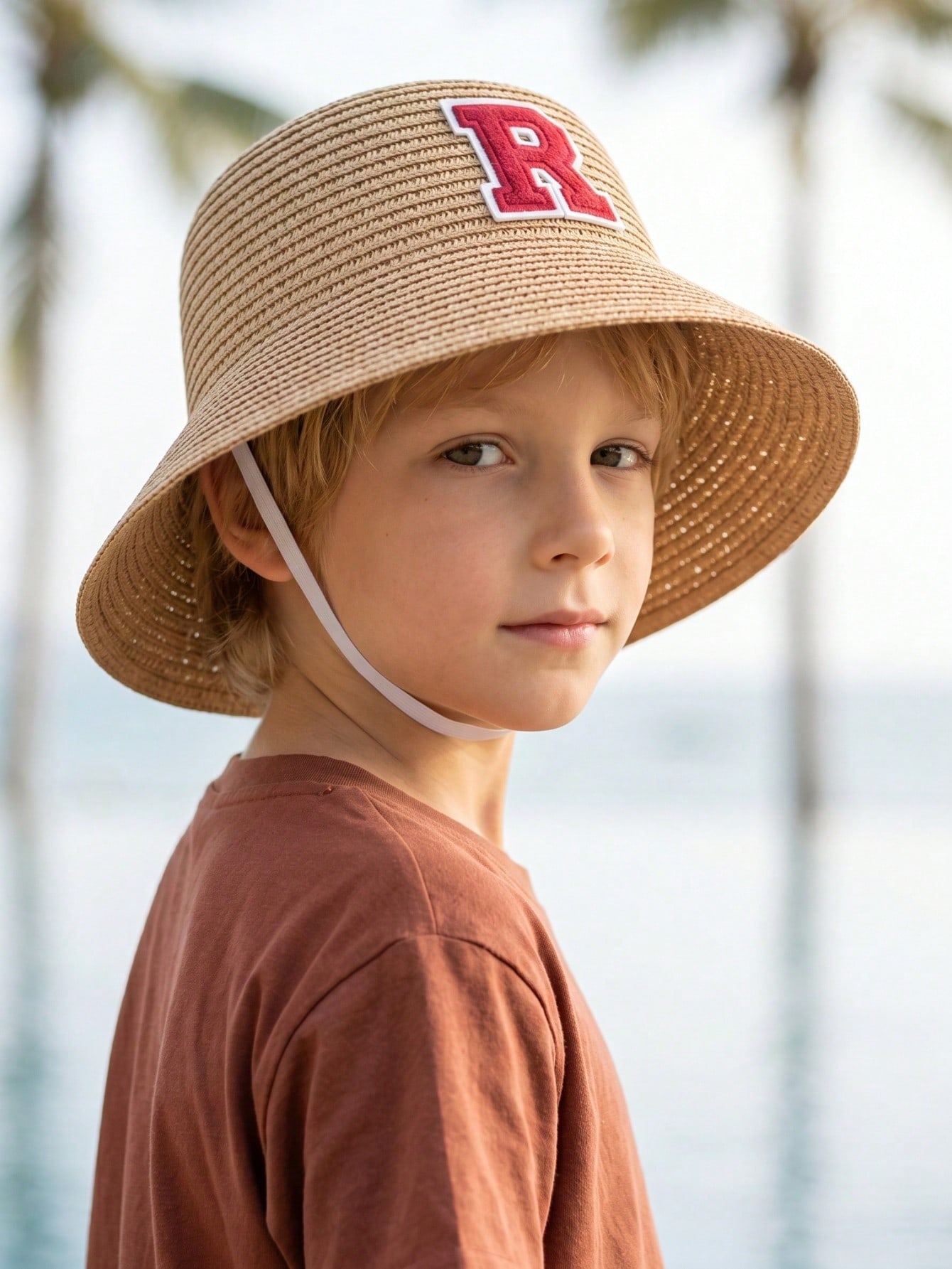 1Pc 3-8Y Boys Coffee Bow Straw - Straw Hat Summer review and price