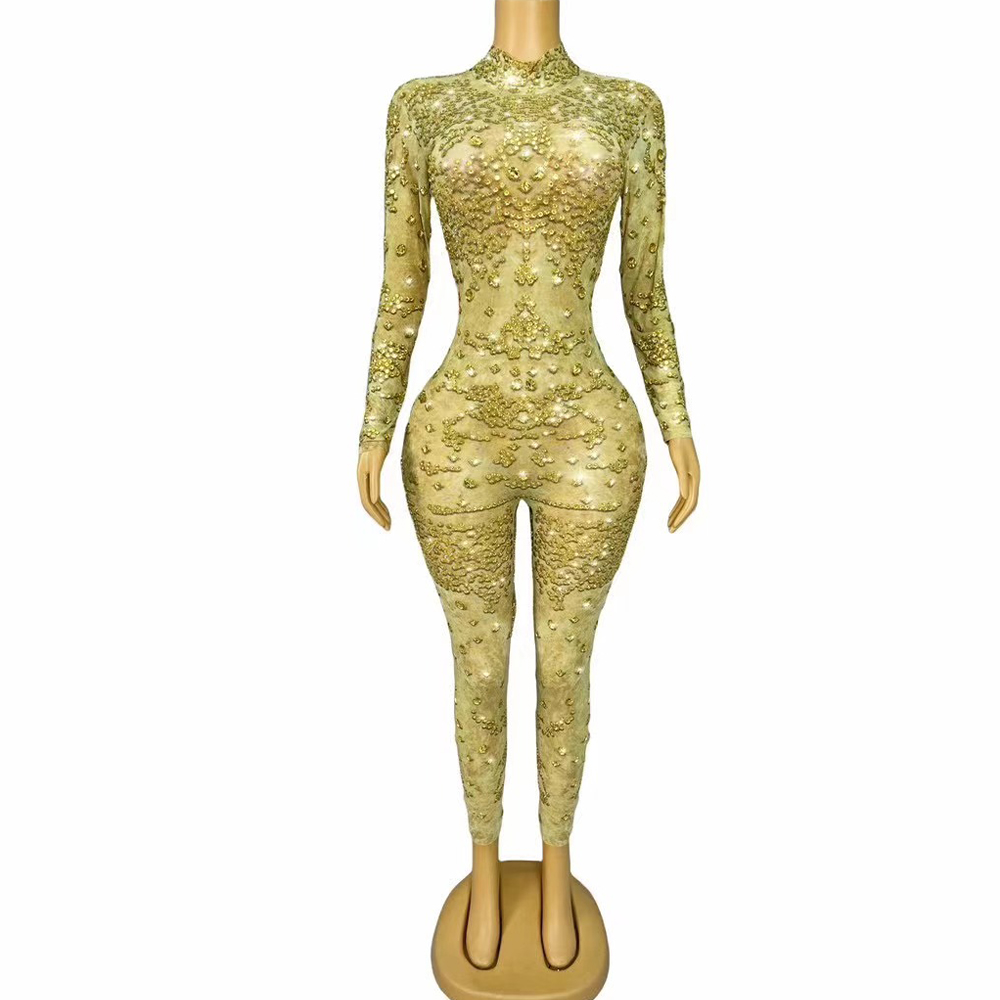 Sexy Stage Shining Gold Rhines - Women Fashion Photoshoot review and price