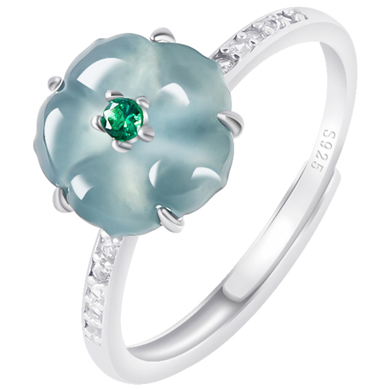 Blue Burmese Jadeite Flower Ri - Women Fashion Rings review and price