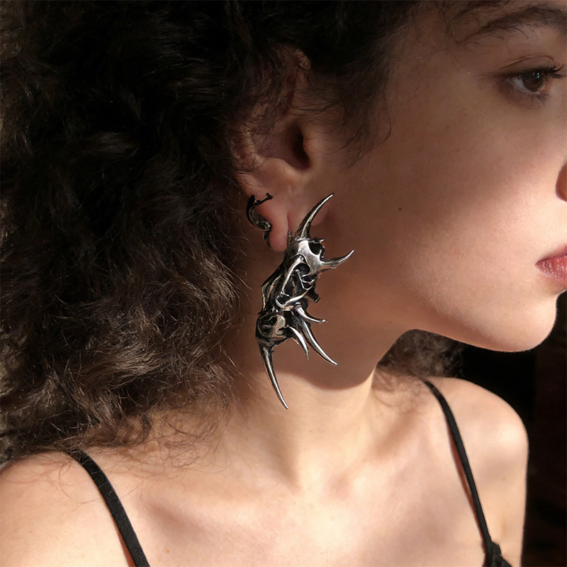 Edgy Demon Horn Skull Earrings - Women'S Fashion Edgy review and price