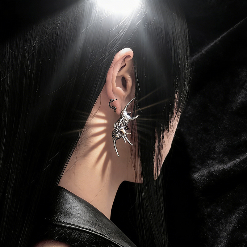 Edgy Demon Horn Skull Earrings - Women'S Fashion Edgy review and price