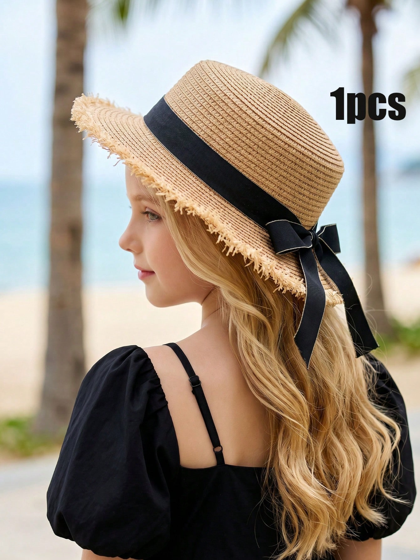 1Pc 3-8Y Girls Coffee Broken B - Straw Hat Summer review and price