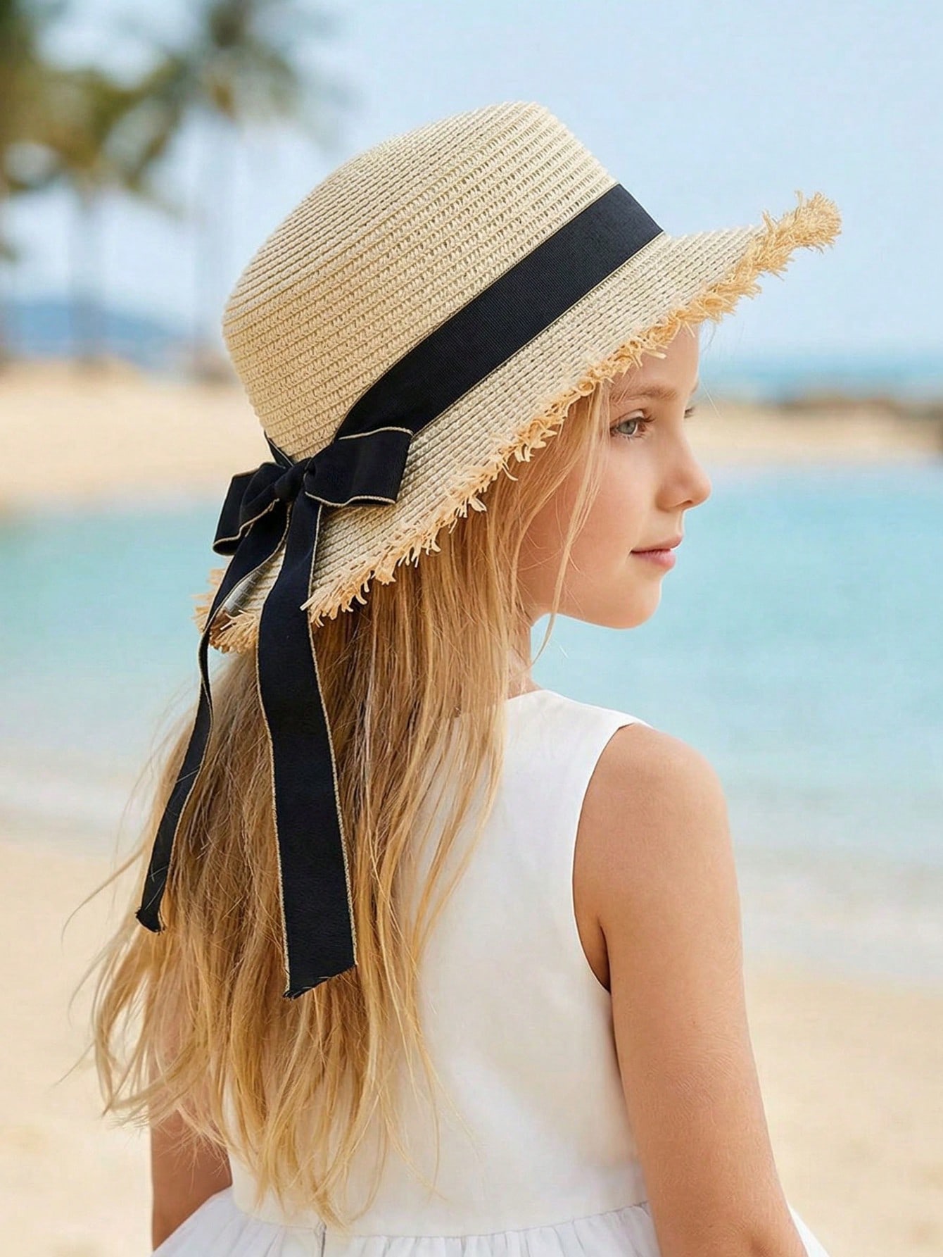 1Pc 3-8Y Girls Coffee Broken B - Straw Hat Summer review and price
