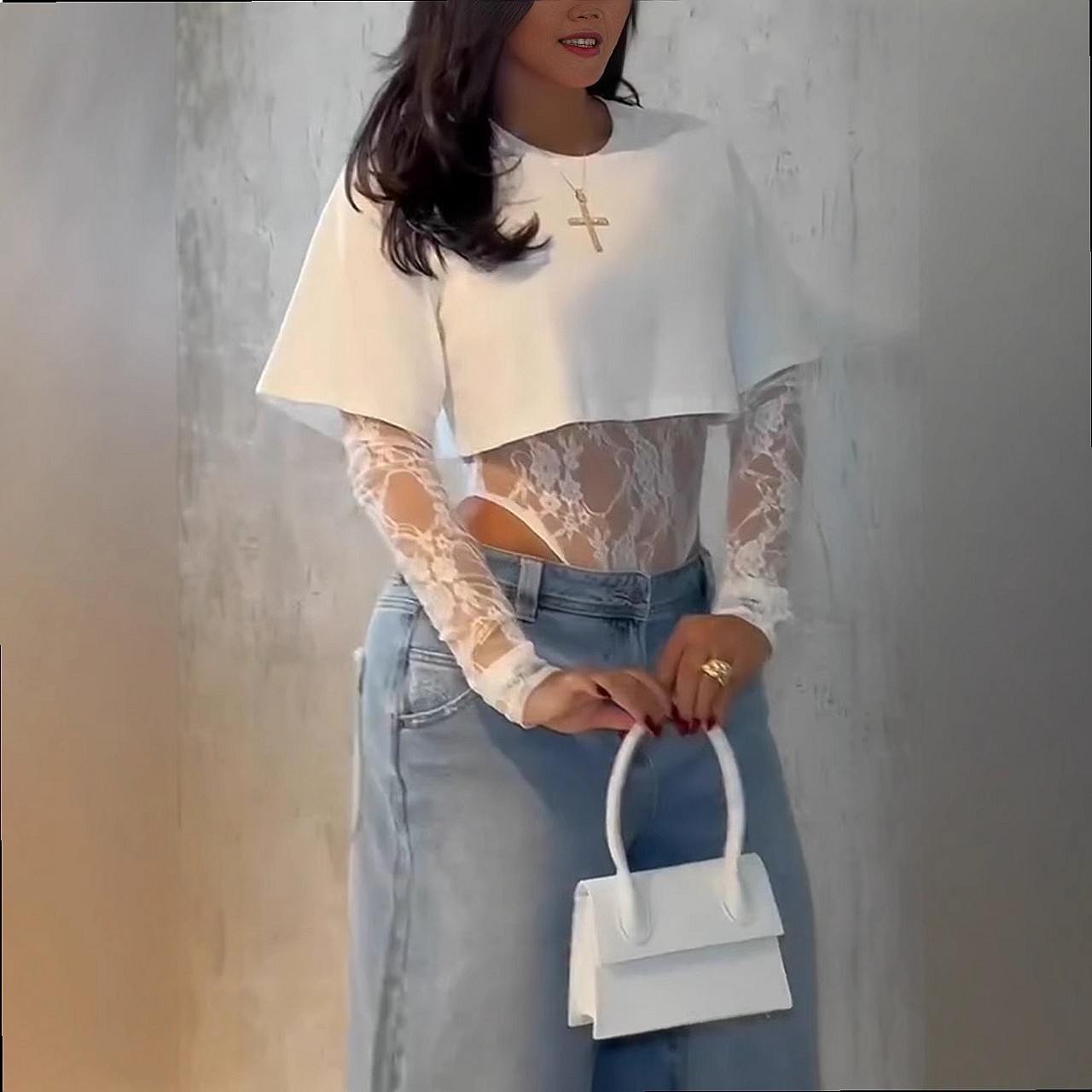 Lace Tee Tops for Women Long S - Women'S Fashion Overalls review and price