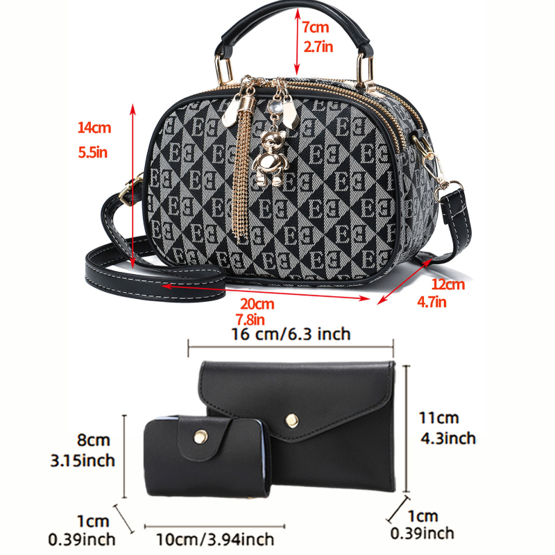 3-piece letter print mini roun - Crossbody Bag Women review and price