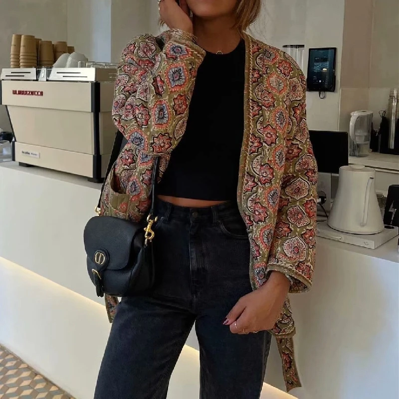 New Fashion Women Ethnic Flora - Women'S Fashion Quilted Jacket review and price