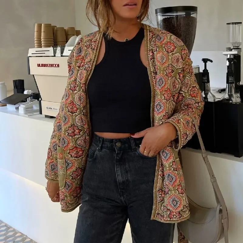 New Fashion Women Ethnic Flora - Women'S Fashion Quilted Jacket review and price
