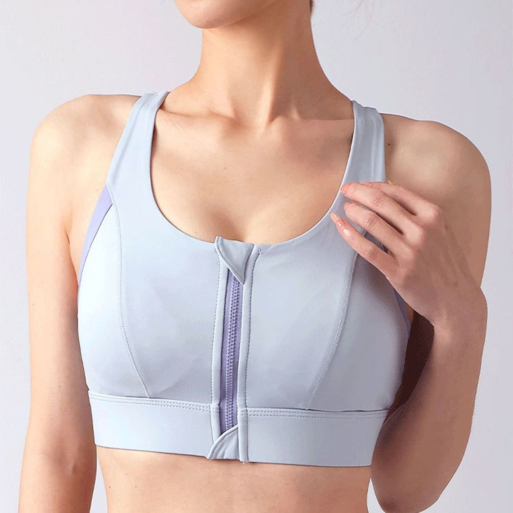 Comfortable Patchwork Front Zi - Bra Top Seamless review and price