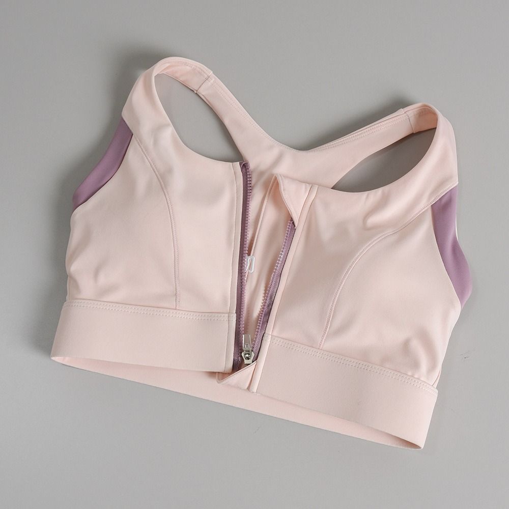 Comfortable Patchwork Front Zi - Bra Top Seamless review and price