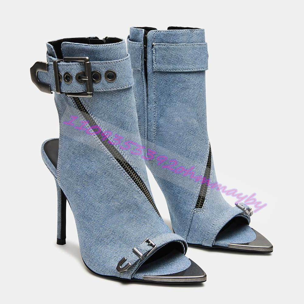 Summer Blue Denim Pointed-Toe  - Women'S Fashion Boots review and price