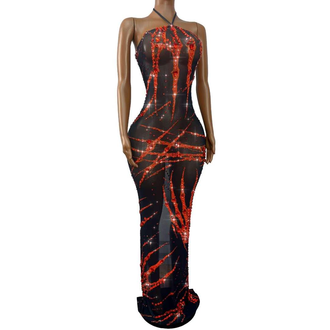 Sexy Shining Rhinestones Mesh  - Women Fashion Photoshoot review and price