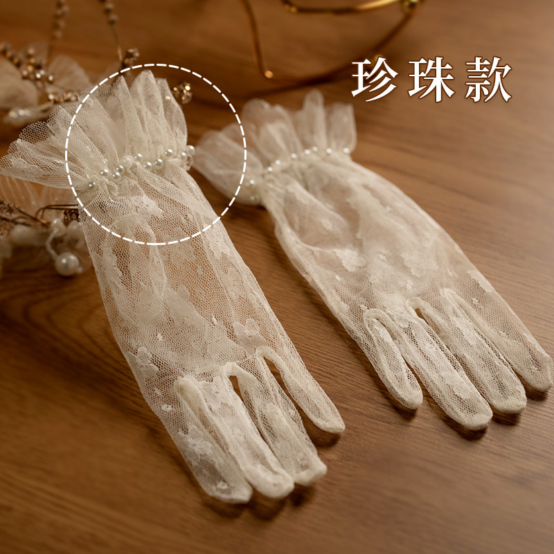 Gloves Vintage Lace Bow Short  - Women Fashion Photoshoot review and price