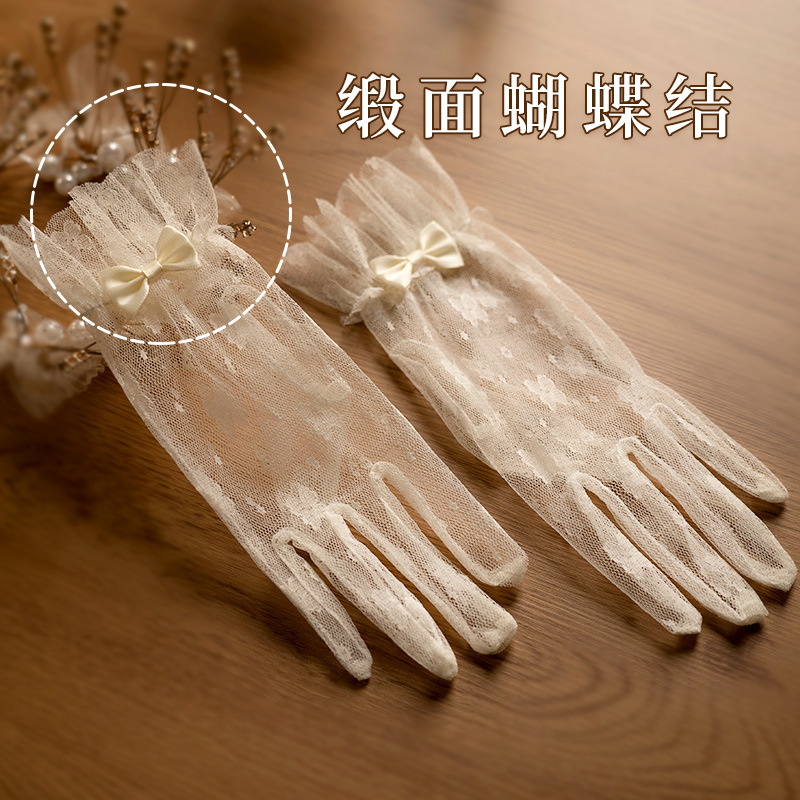 Gloves Vintage Lace Bow Short  - Women Fashion Photoshoot review and price