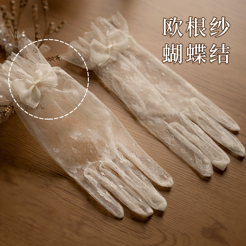 Gloves Vintage Lace Bow Short  - Women Fashion Photoshoot review and price
