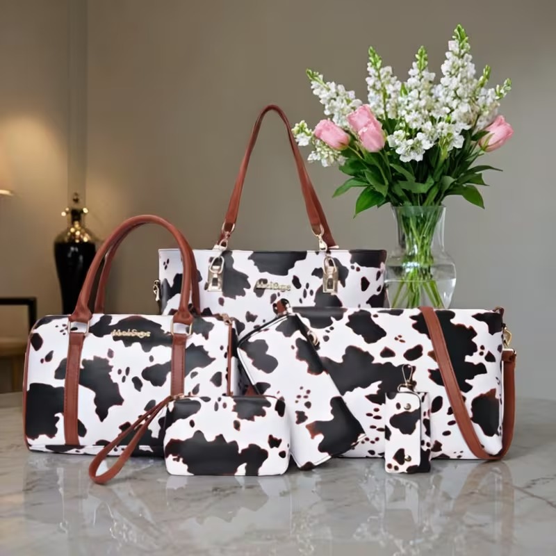 6-piece PU Fashion Cow-pattern - Crossbody Bag Women review and price