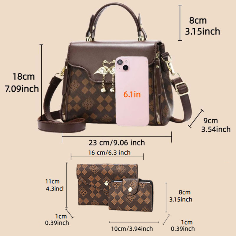 3-piece women's bag set, light - Crossbody Bag Women review and price