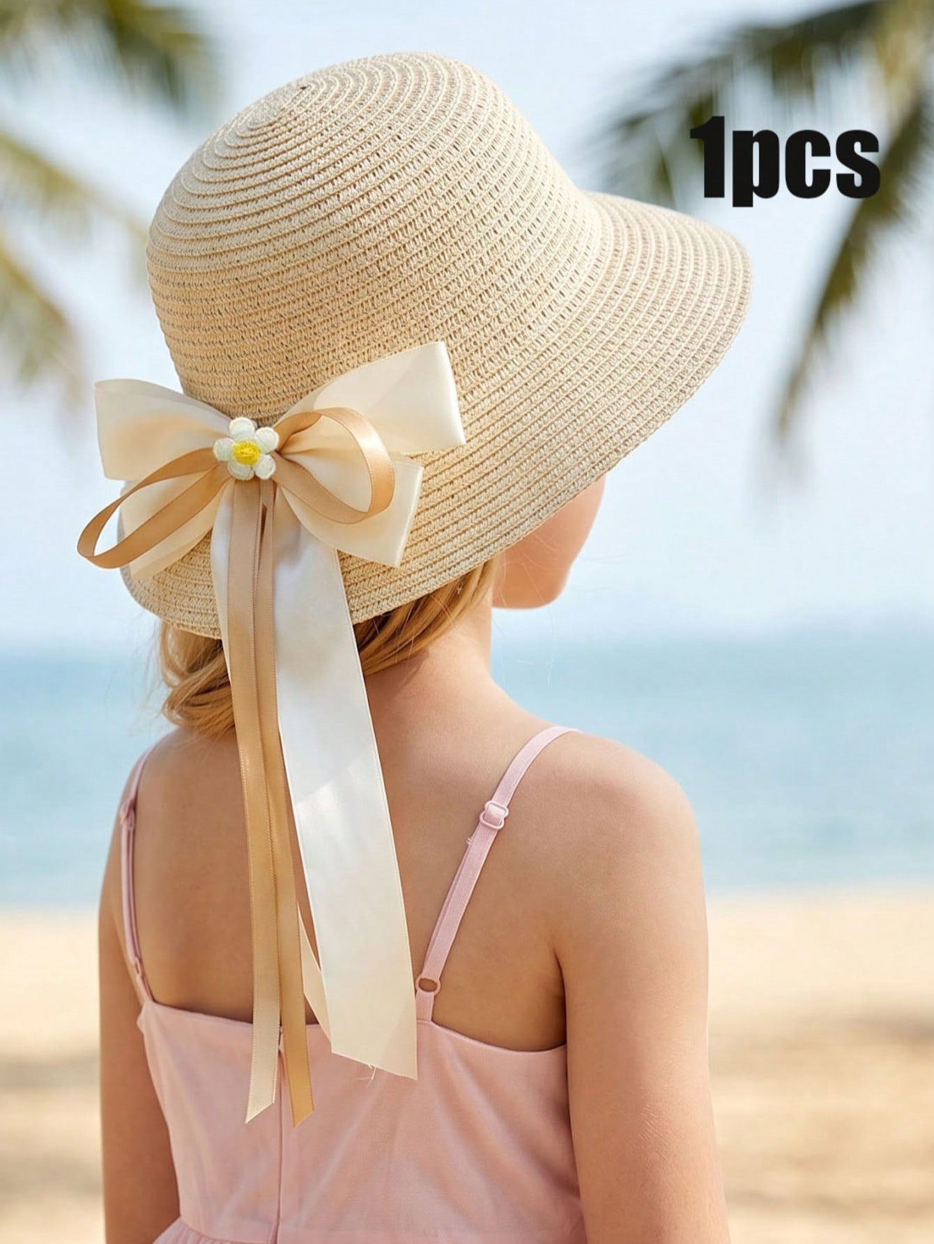 1Pc 3-8Y Girls Coffee Bow Stra - Straw Hat Summer review and price