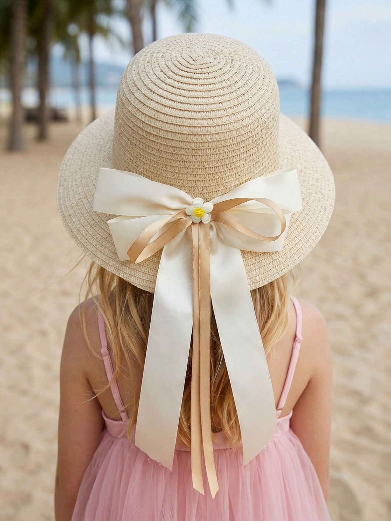 1Pc 3-8Y Girls Coffee Bow Stra - Straw Hat Summer review and price